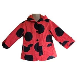 London Fog Girls 24 Months 24M Rain Coat Jacket Ladybug Red / Black Spots Antena